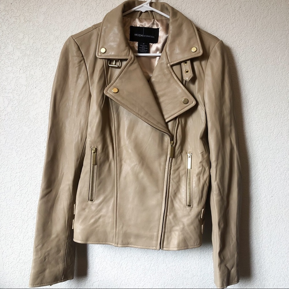 Moda International genuine leather moto jacket